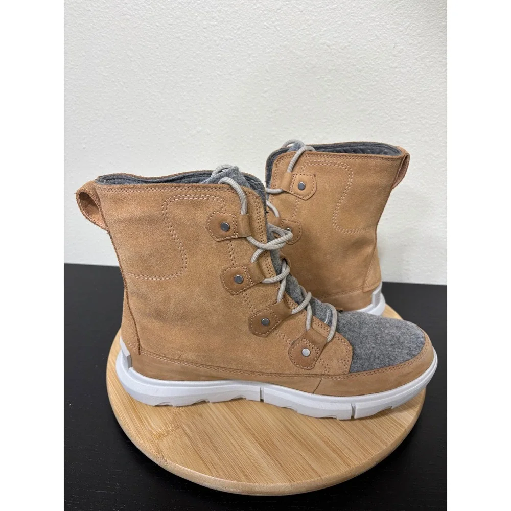 Sorel Explorer II Joan Boot Womens 11 Tan Brown Waterproof Suede Felt NL4460-253